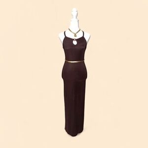 Y2K Team U.S.A Chocolate Maxi Dress